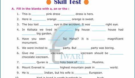 Grade 5 English Grammar Worksheets On Articles - Worksheet : Resume