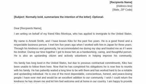 sample immigration letter of support for a friend marriage