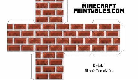 Brick Block - Minecraft Brick Block Printable Papercraft Template