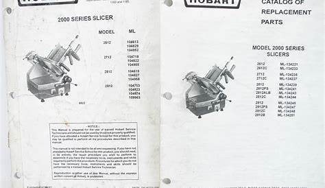 Hobart 2000 Series Slicers Service Manual & Replacement Parts Catalog
