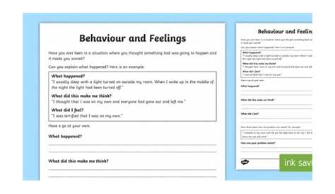 Behavior And Feelings Worksheets