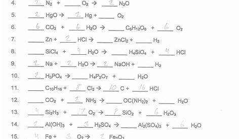 math of chemistry worksheet answers