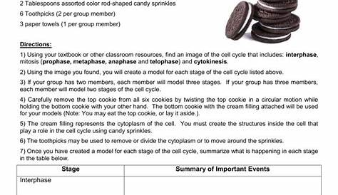 Oreo Mitosis Student Worksheet Materials Needed: 6 Oreo Cookies