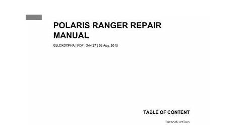 Polaris Ranger Service Manual Pdf