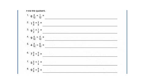 Dividing Mixed Numbers By Fractions Worksheet - Promotiontablecovers