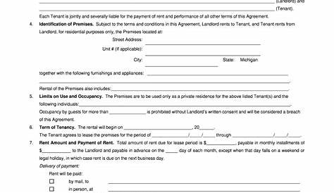 Lease Agreement Michigan - Fill Online, Printable, Fillable, Blank