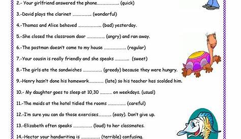 Adverbs Of Manner Worksheets Pdf With Answers