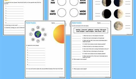 phases of the moon worksheet with answers