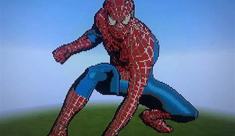 Spider-Man pixel art(used reference from pngwave.com) : r/Minecraft
