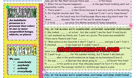 Indefinite Pronouns As Subjects Worksheet Answers