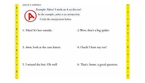 Find the Interjection | 5th Grade Grammar Worksheets