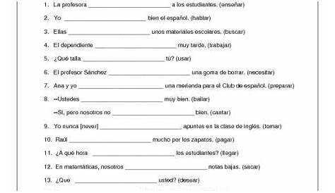stem-changing verbs spanish worksheet answer key