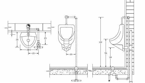 AutoCAD Drawing Of Urinal Fixing Design CAD File Free Download - Cadbull