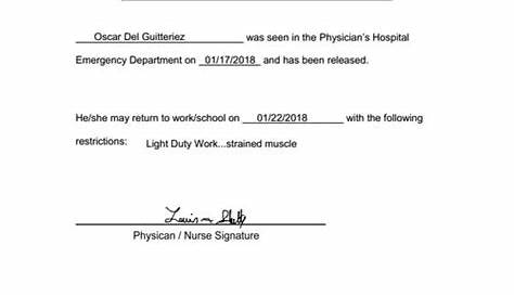 work restrictions letter from doctor sample