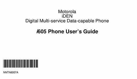 MOTOROLA I605 USER MANUAL Pdf Download | ManualsLib