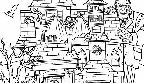 haunted house outline printable