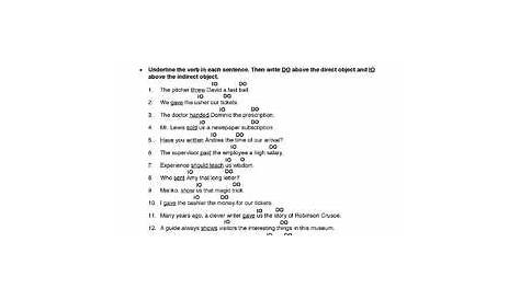 indirect object worksheets