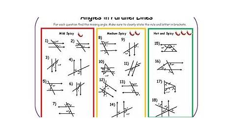 parallel lines and angles worksheet