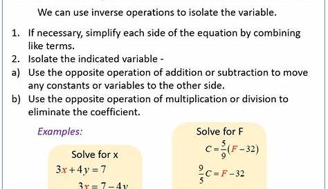 solving literal equations worksheet