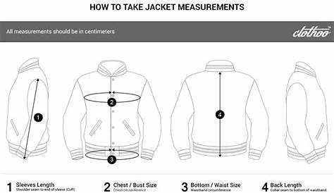 Varsity Jacket Size Chart | Clothoo | Varsity jacket, Size chart, Jackets