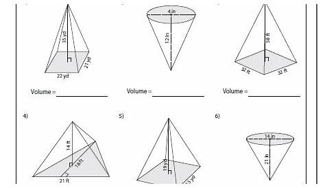 volume of pyramids worksheet pdf