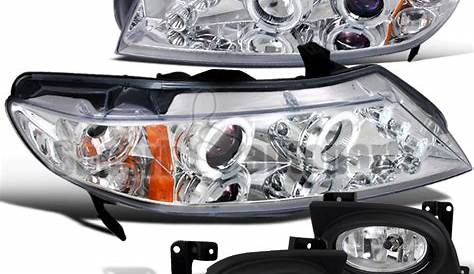 For 2006-2008 Honda Civic 4Dr Dual Halo Led Headlights Chrome+Fog Light