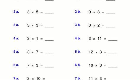 multiplication practice worksheet 3rd grade