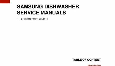 Samsung dishwasher service manuals