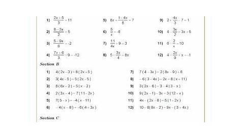 math worksheet linear equations
