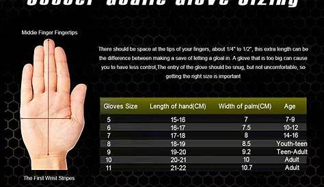 goalie glove youth size chart