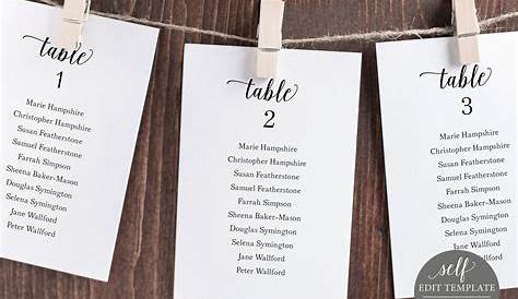 Wedding Seating Chart Template, Editable Instant Download, Modern