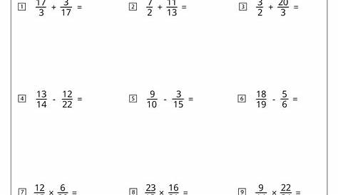 Adding Subtracting Multiplying and Dividing Fractions Worksheets - Math