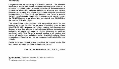 2015 Subaru Outback - Owner's Manual - PDF (580 Pages)