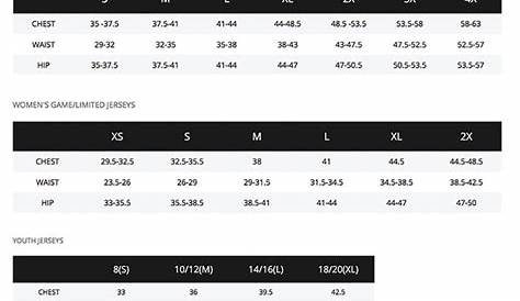 NFL Football: Nfl Team Apparel Brand Size Chart