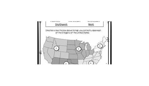 regions of the united states worksheets
