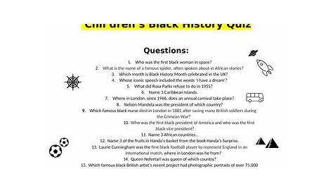 Black History Month Quiz for Kids KS2, KS3, GCSE | Teaching Resources