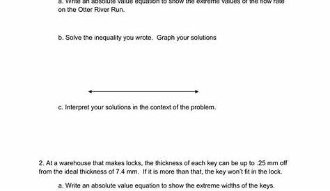 Absolute Value Inequalities Word Problems Worksheets With Answers