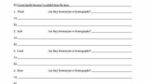 Homonyms and Homographs Worksheet 2 | Grammar Activity