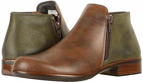 Naot Helm Women's Boots Pecan Brown Leather/Oily Olive Suede in 2021