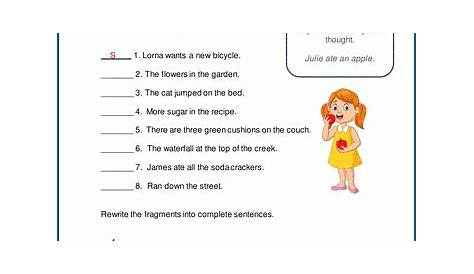 Sentence fragments worksheets | K5 Learning