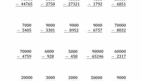 Subtracting Across Zeros from Multiples of 1000 and 10000 (F)