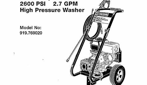 craftsman pressure washer manuals