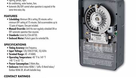 Tork 1109A Mechanical Lighting Timer Guide