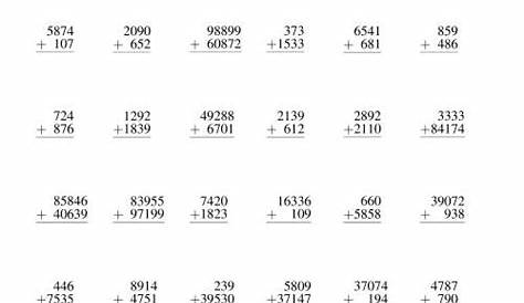 Various-Digit Addition from Three- to Five-Digits (I)