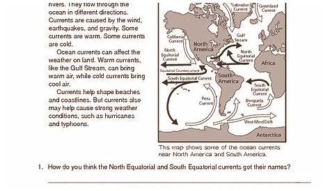 Major Ocean Currents Worksheet Answers