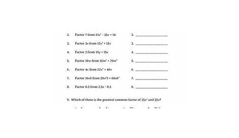 Algebra - Factor a GCF Polynomial Worksheet (with key) by Standard