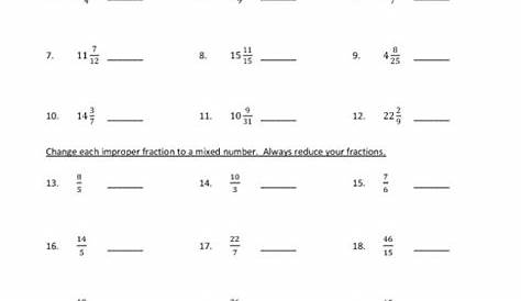 mixed fractions worksheet fifth grade