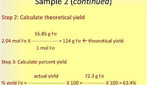 limiting reactant and percent yield summary