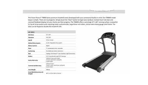 vision fitness t9800 series owner's manual