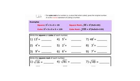 square roots and cube roots worksheets with answers